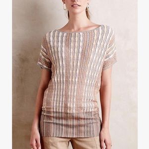 ANTHROPOLOGIE Moth Nessa Pullover Knit Sweater Top, Neutral Tones, Size Medium